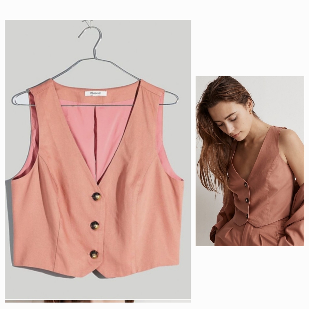 Chic Peach Button-Down Vest
